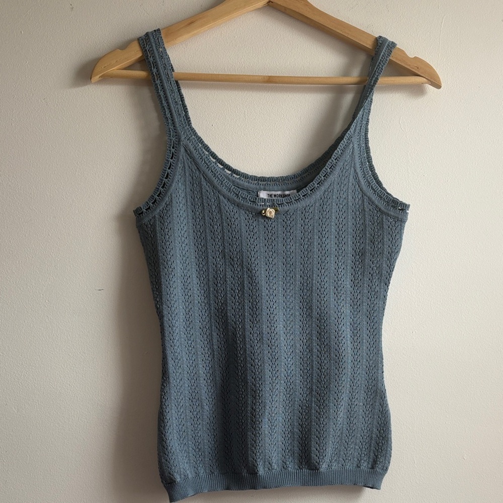 Blue Knit Women's Tank Top
